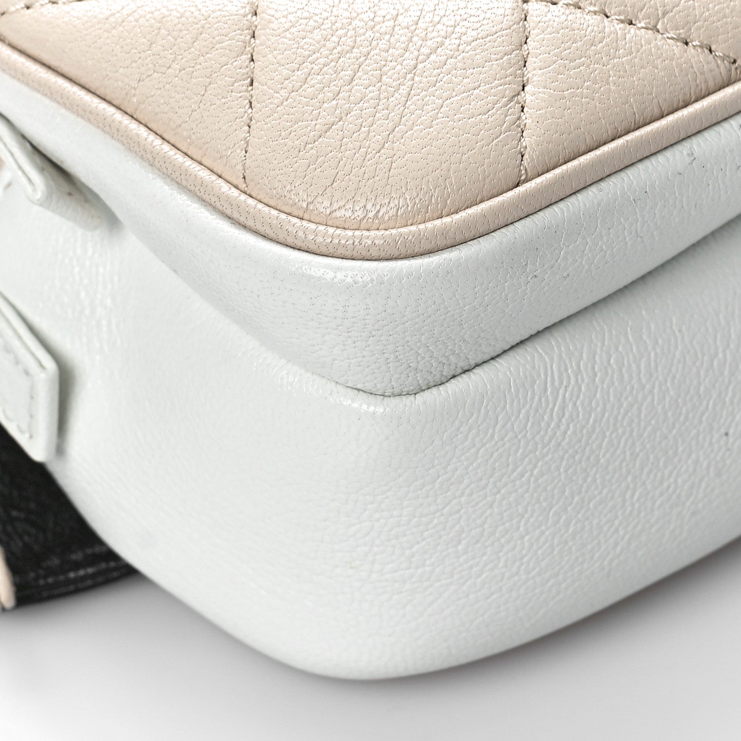 Chanel Goatskin Quilted Waist Bag Beige White Black 9 of 11