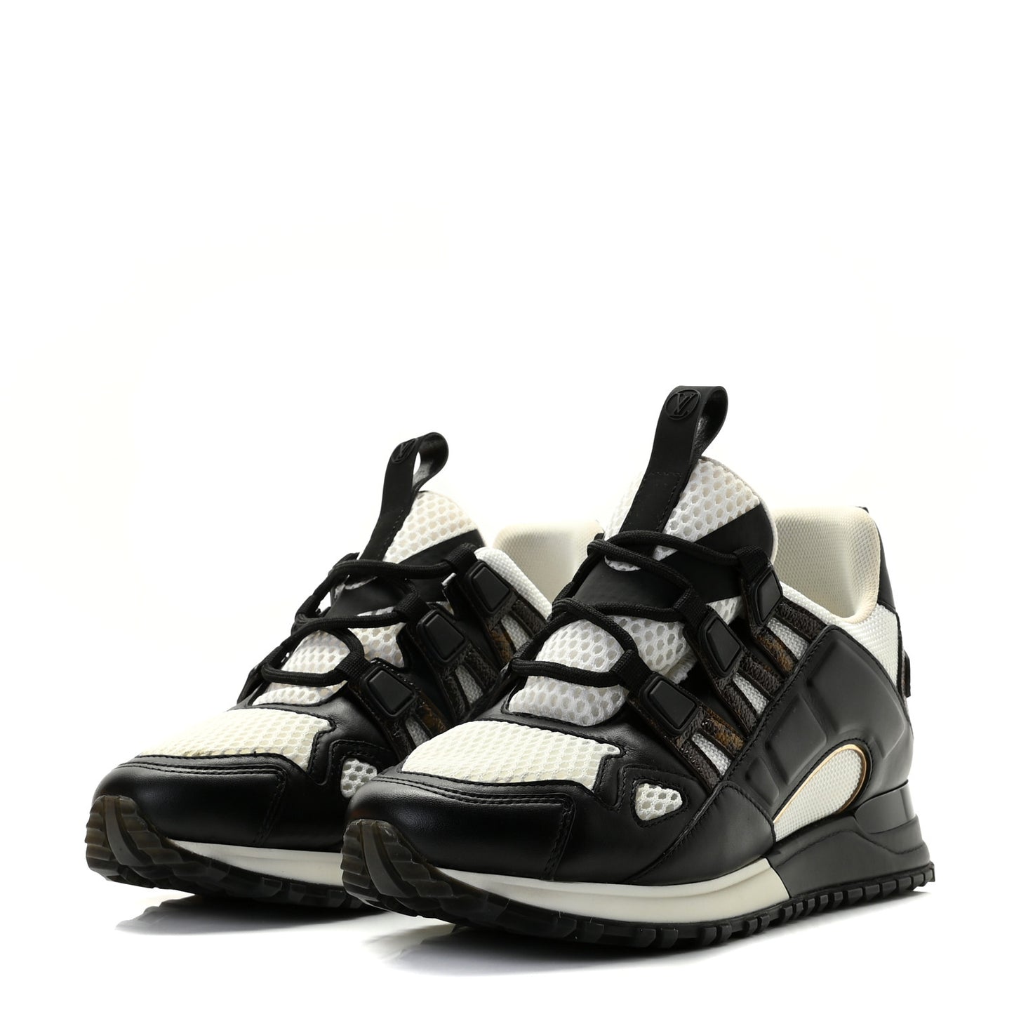 Calfskin Monogram Run Away Sneakers 35 Black