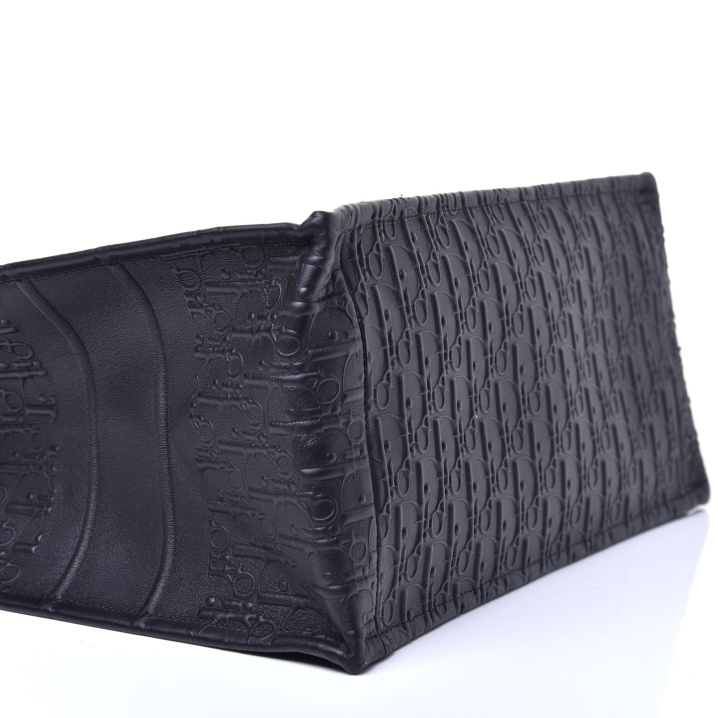 Oblique Calfskin Embossed Medium Book Tote Black