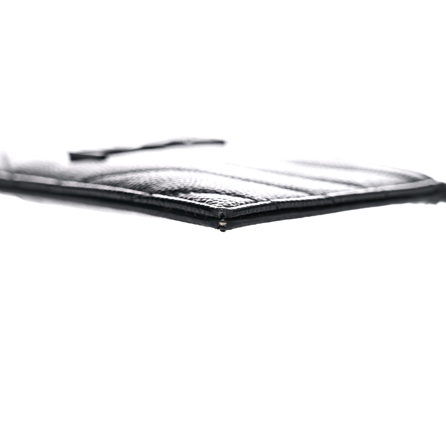 Saint Laurent Grain De Poudre Matelasse Chevron Monogram Fragments Zippered Card Case Black 9 of 12