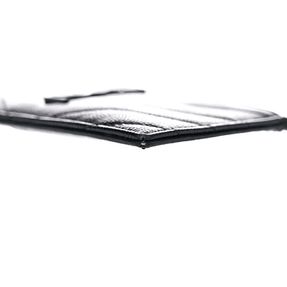 Saint Laurent Grain De Poudre Matelasse Chevron Monogram Fragments Zippered Card Case Black 9 of 12