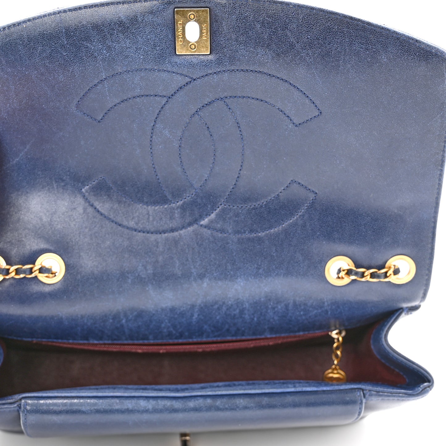 Lambskin Quilted Small Single Flap Blue