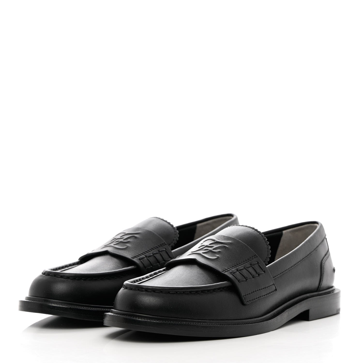 Fendi Calfskin Karligraphy Loafers 37 Black 3 of 13