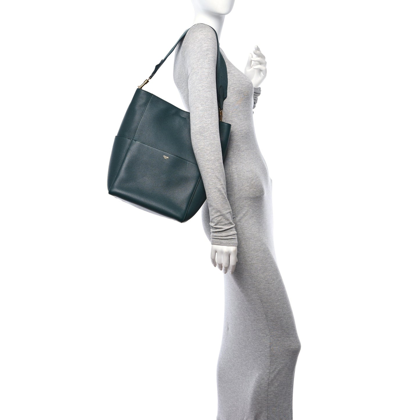 Soft Grained Calfskin Sangle Bucket Bag Amazone