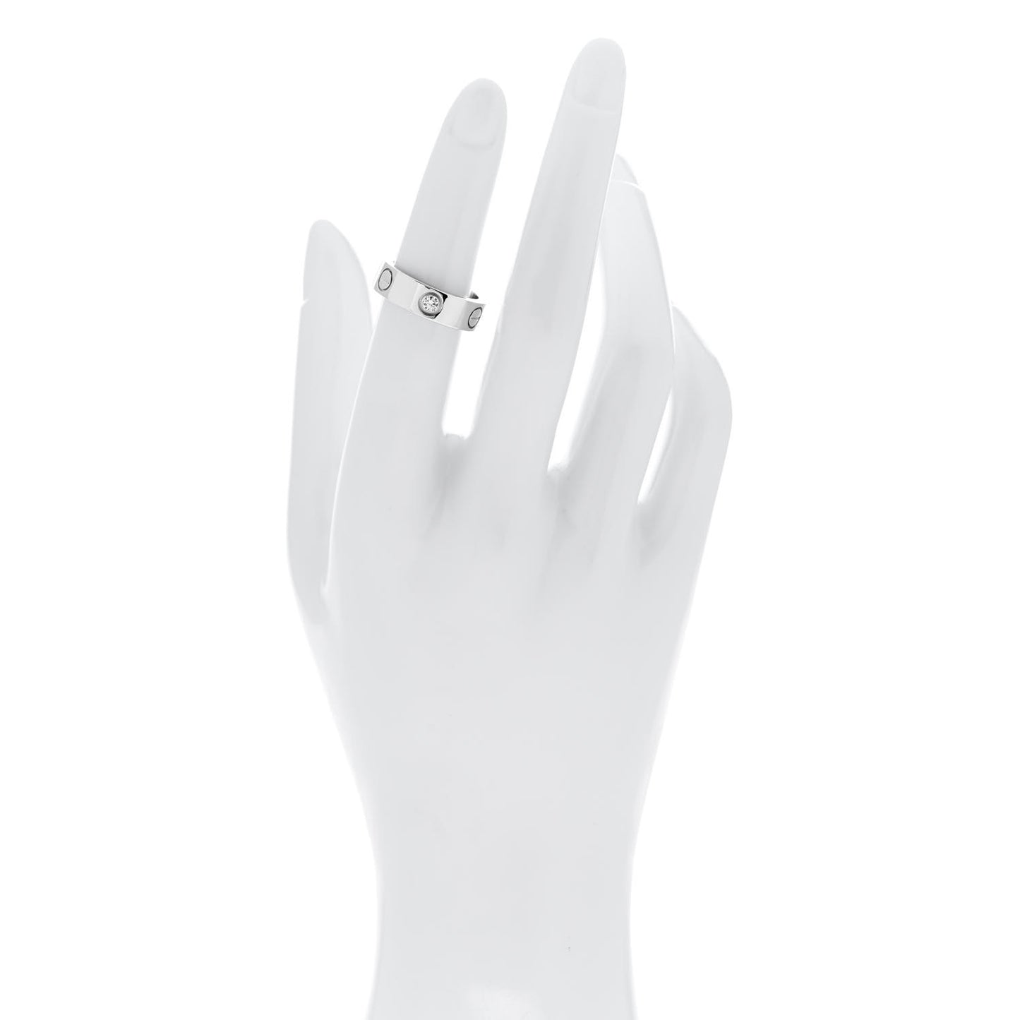 18K White Gold 3 Diamond 5.5mm LOVE Ring 50 5.25