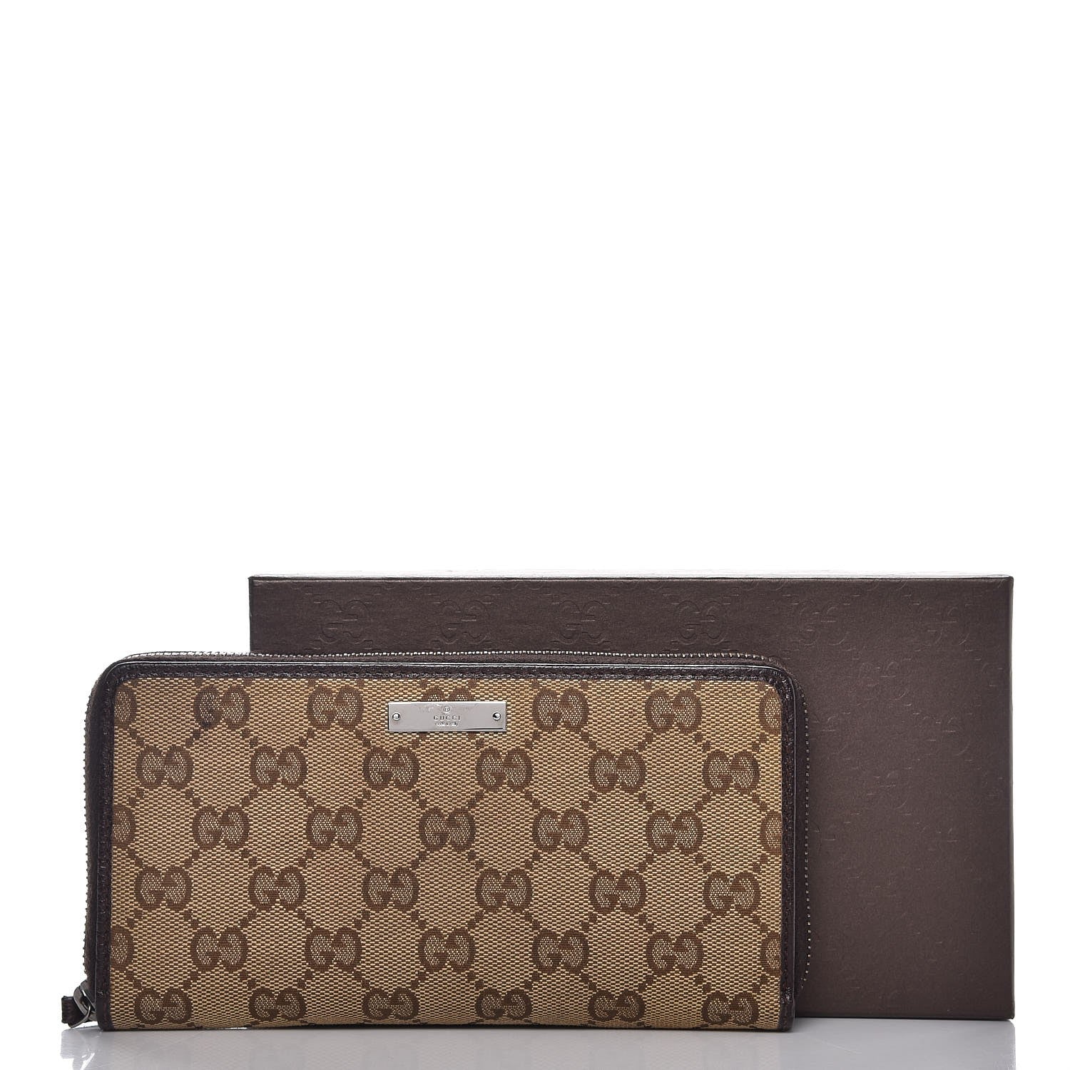Gucci Monogram Metal Bar Zip Around Wallet Dark Brown 8 of 8
