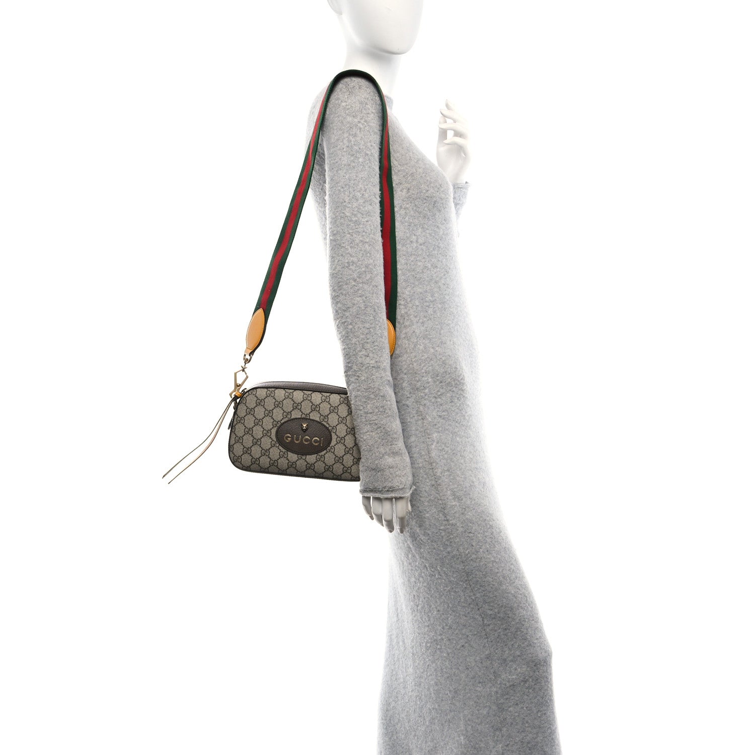 Gucci GG Supreme Monogram Web Neo Vintage Shoulder Bag Beige New Acero Crop 2 of 11