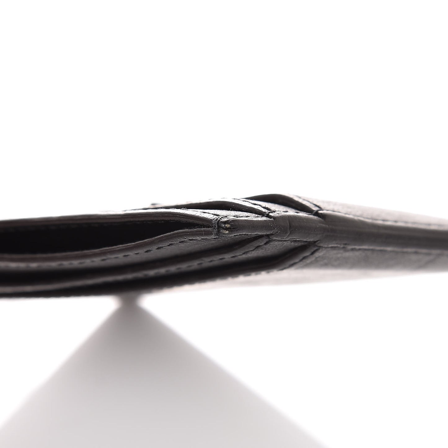 Calfskin Crocodile Embossed Monogram Credit Card Case Black