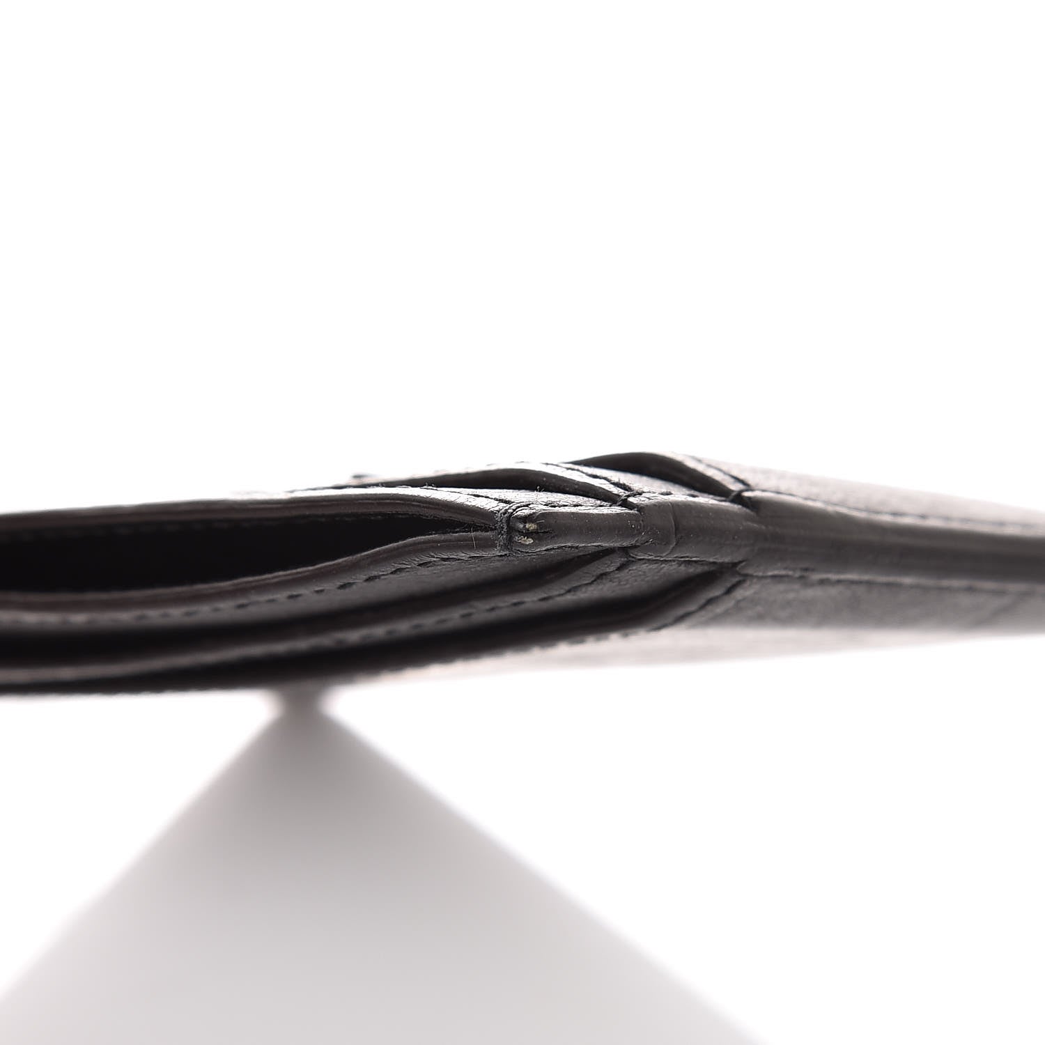 Saint Laurent Calfskin Crocodile Embossed Monogram Credit Card Case Black 11 of 12