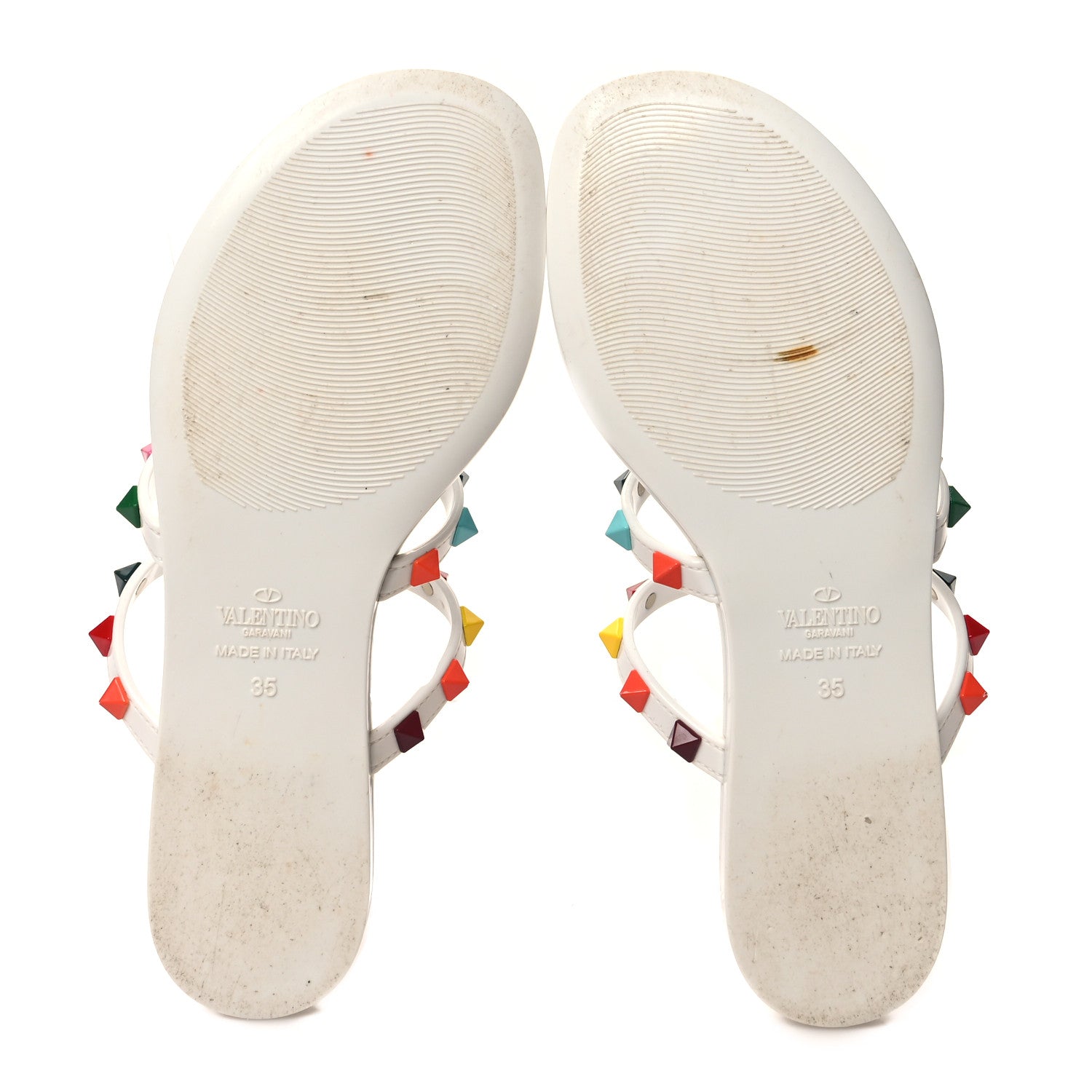 Valentino Garavani VALENTINO GARAVANI PVC Jelly Rockstud Caged Flat Thong Sandals 35 White Multicolor 5 of 8