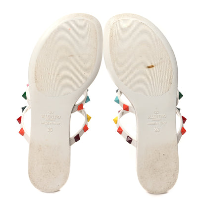 Valentino Garavani VALENTINO GARAVANI PVC Jelly Rockstud Caged Flat Thong Sandals 35 White Multicolor 5 of 8