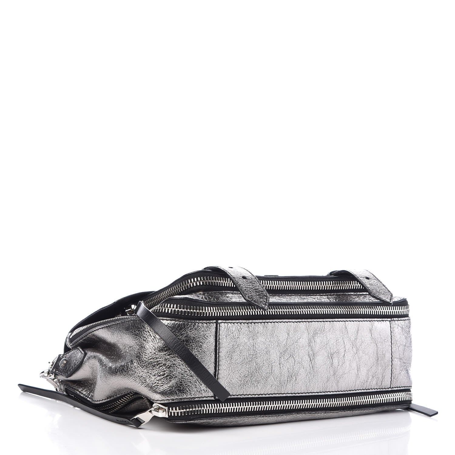 Proenza Schouler Metallic Paper Lambskin Medium PS1 Plus Zip Satchel Dark Silver 4 of 9