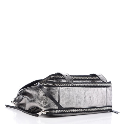 Proenza Schouler Metallic Paper Lambskin Medium PS1 Plus Zip Satchel Dark Silver 4 of 9
