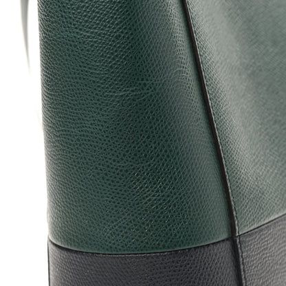Celine Grained Calfskin Small Vertical Bi-Cabas Dark Green Black 9 of 11