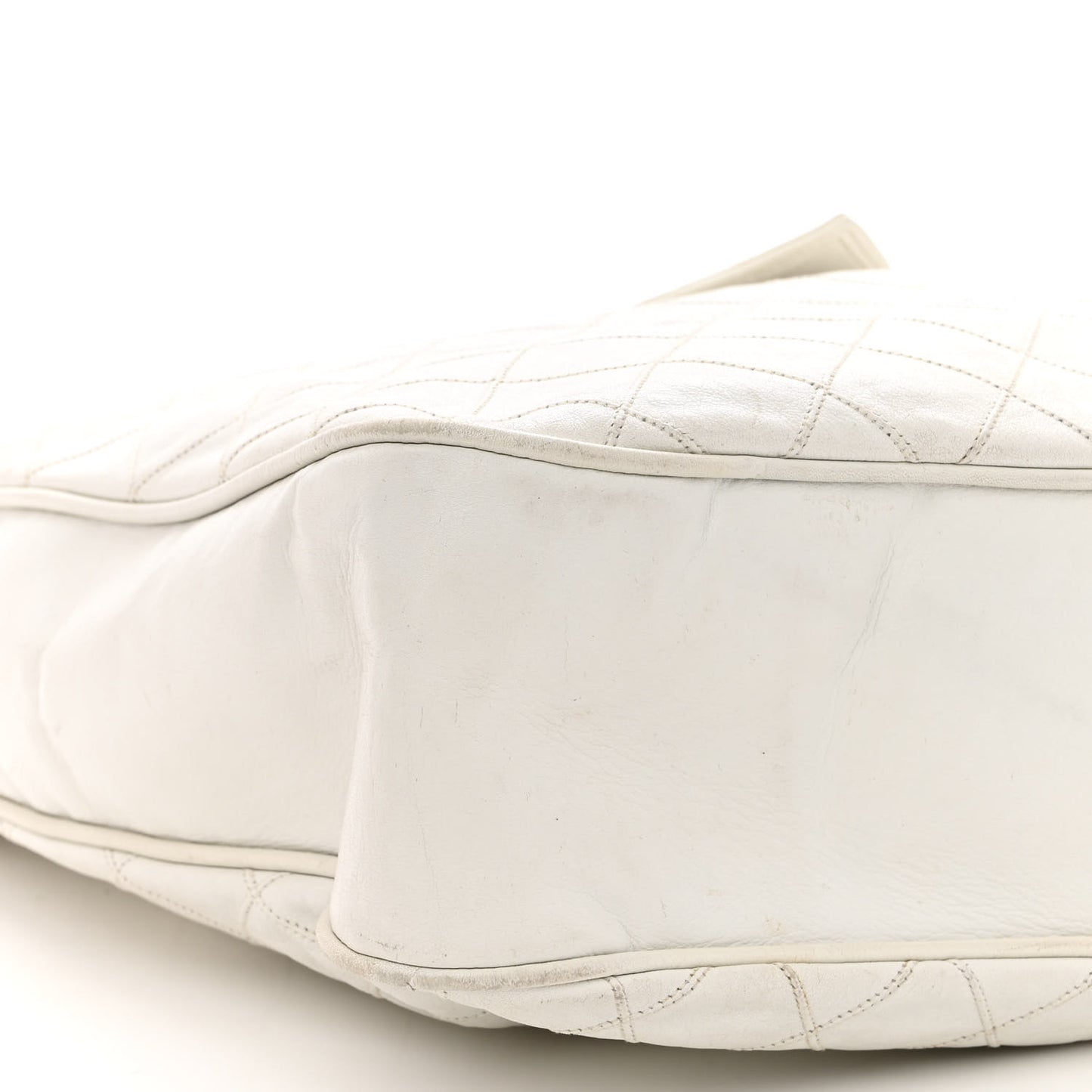 Lambskin Stitched Shoulder Bag White