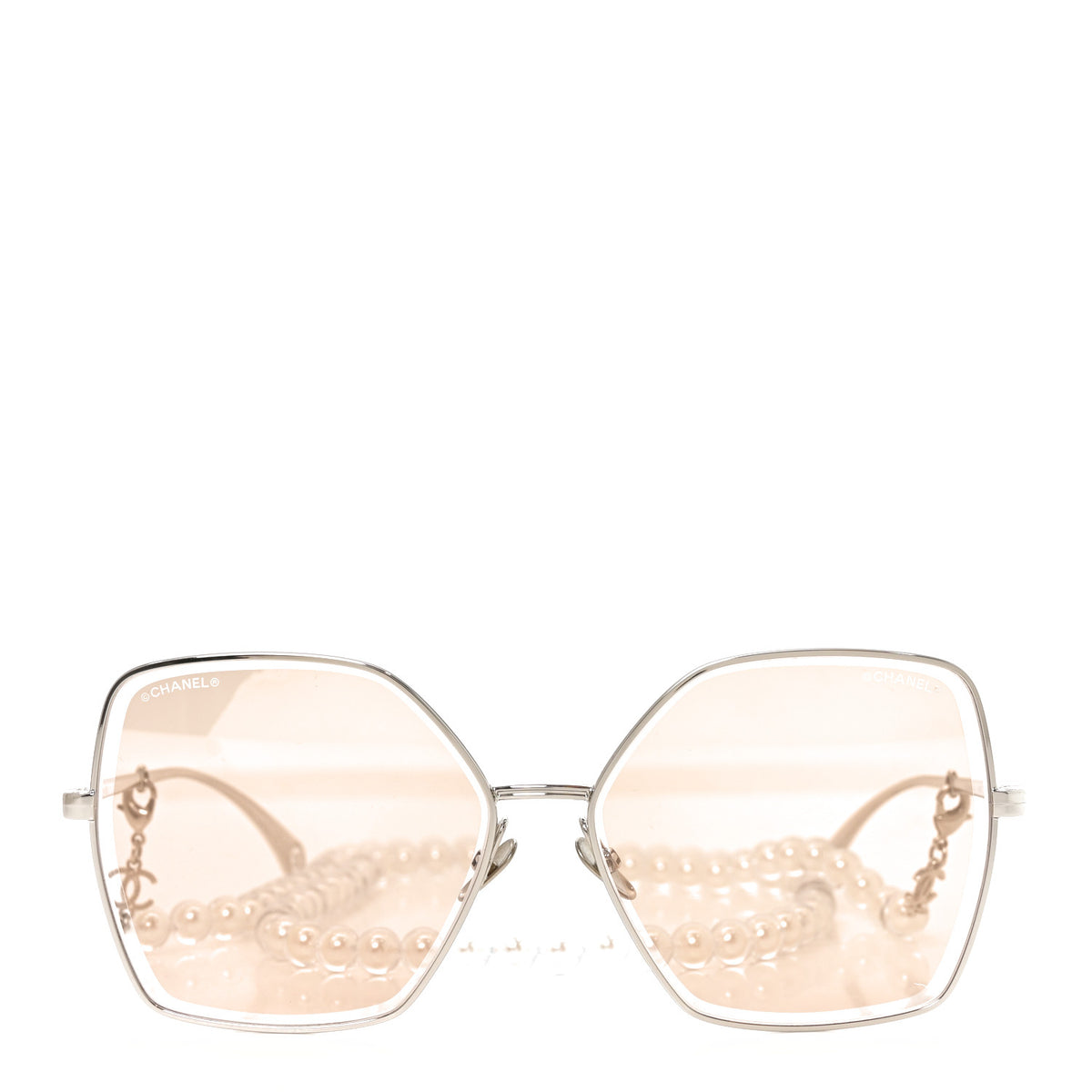 Butterfly Removable Pearl Chain Sunglasses 4262 Silver