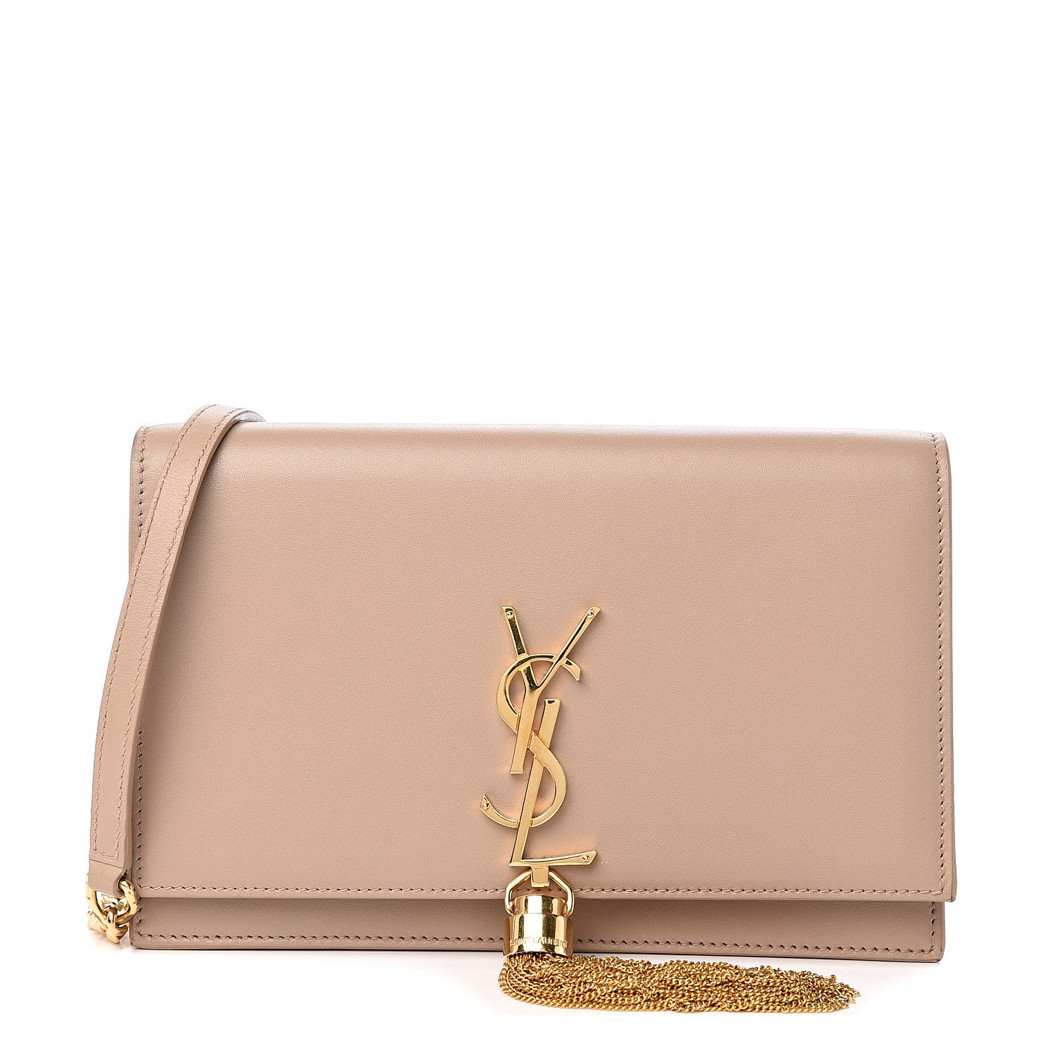 Saint Laurent Smooth Calfskin Classic Monogram Kate Tassel Chain Wallet Nude Powder 1 of 10