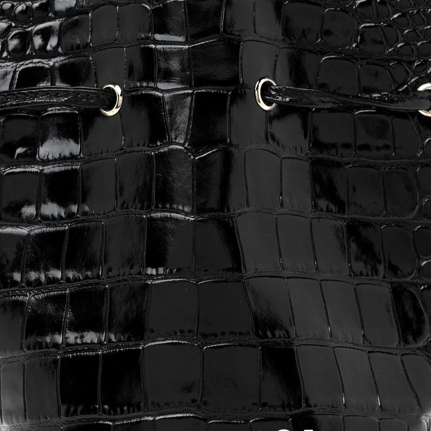 Balenciaga Shiny Calfskin Logo Crocodile Embossed XS Everyday Bucket Bag Black 6 of 15