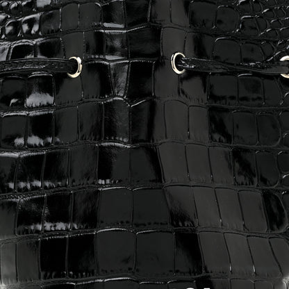 Balenciaga Shiny Calfskin Logo Crocodile Embossed XS Everyday Bucket Bag Black 6 of 15