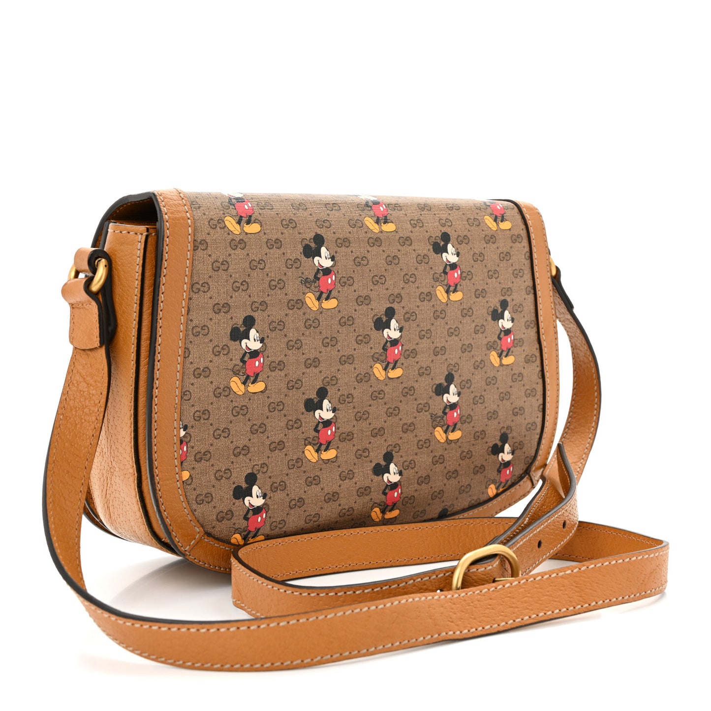 X DISNEY Mini Vintage GG Supreme Monogram Mickey Mouse Small Flap Messenger Bag Beige Vintage Sun Oil