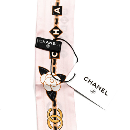 Chanel Silk CC Charms Slim Bandeau Scarf Pink 3 of 3