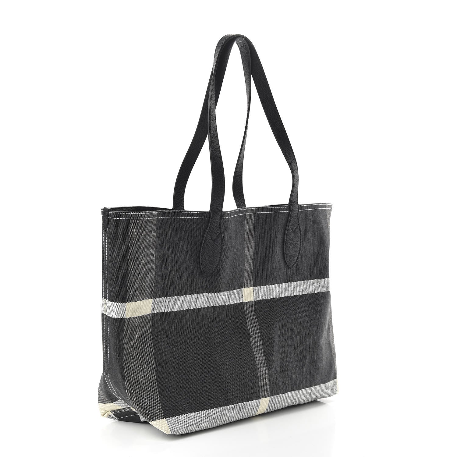Burberry Coated Canvas Mega Check Medium Doodle Tote Black White 3 of 16
