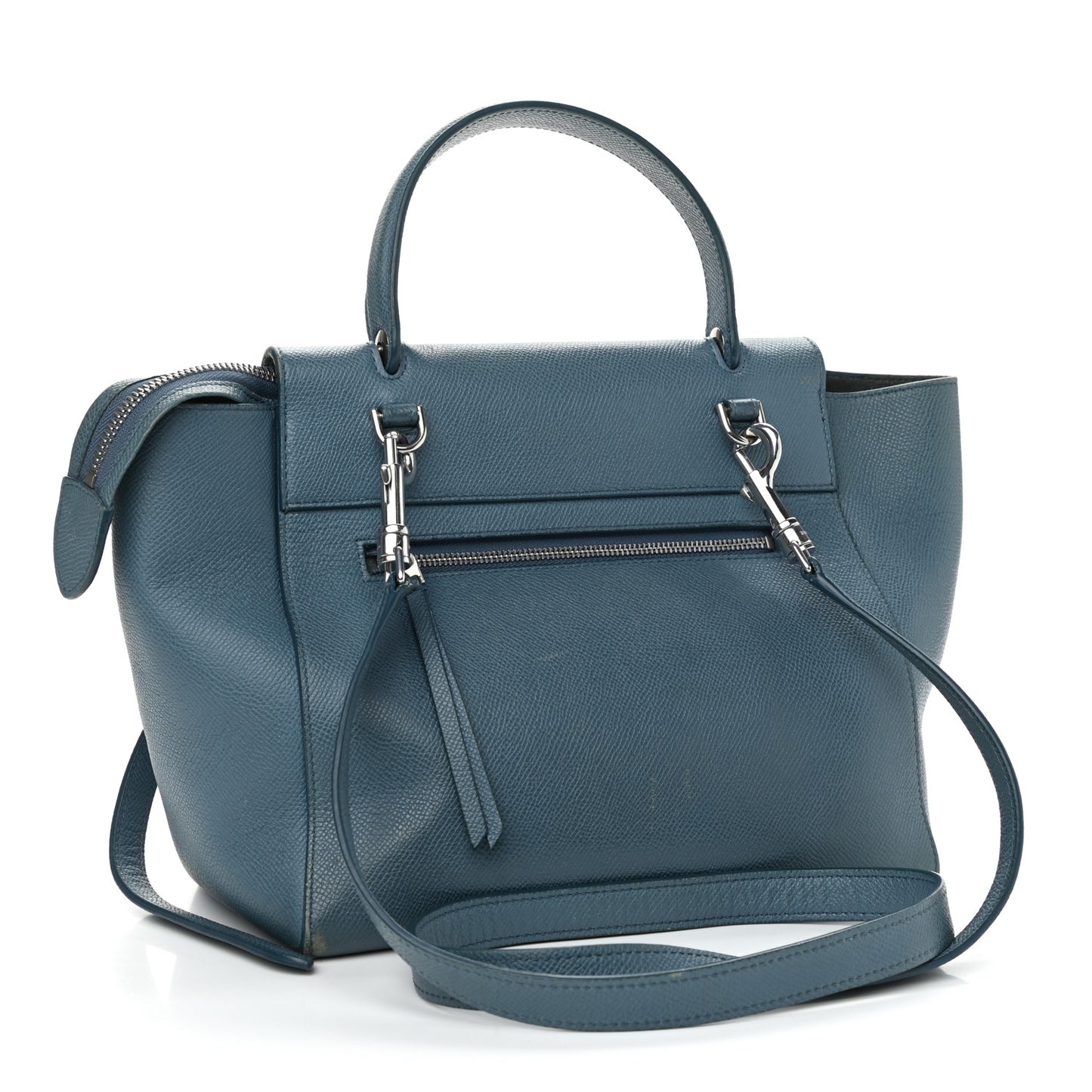 Grained Calfskin Mini Belt Bag Slate Blue