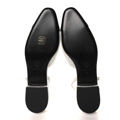 Chanel Strass Grosgrain Cap Toe CC Slingback Flats 38 Silver Black 5 of 9