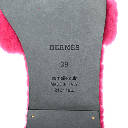 Hermes Woolskin Oran Sandals 39 Rose Fuchsia 6 of 9