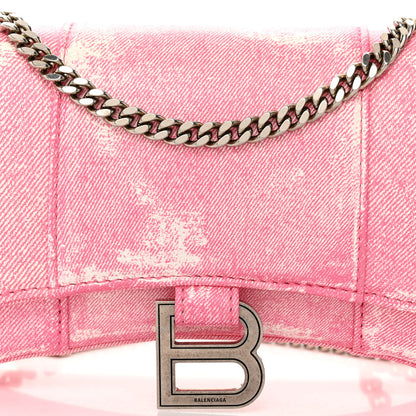 Balenciaga Nappa Denim Printed Hourglass Chain Bag Denim Pink 7 of 9