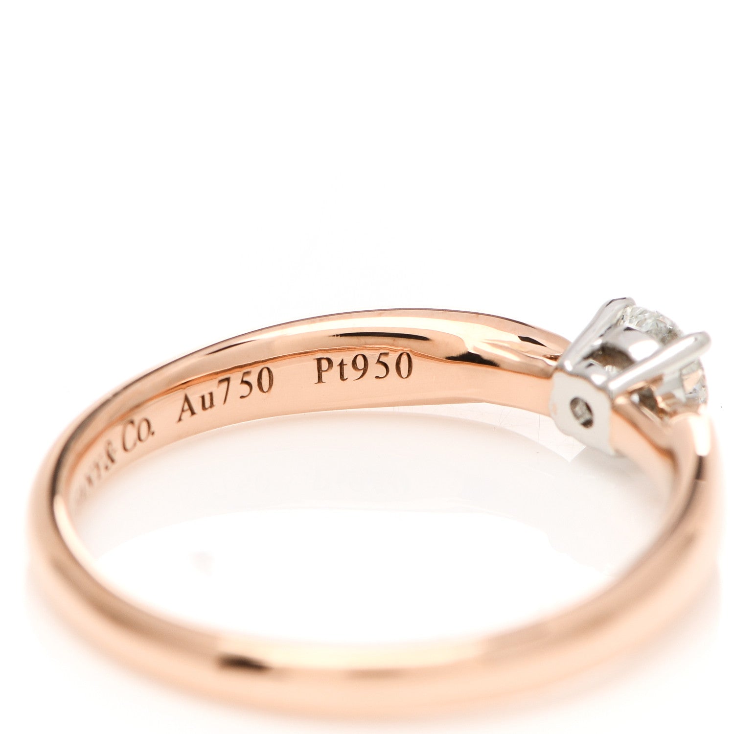 Tiffany 18K Rose Gold Platinum Diamond .27ct Harmony Solitaire Engagement Ring 52 6 6 of 7
