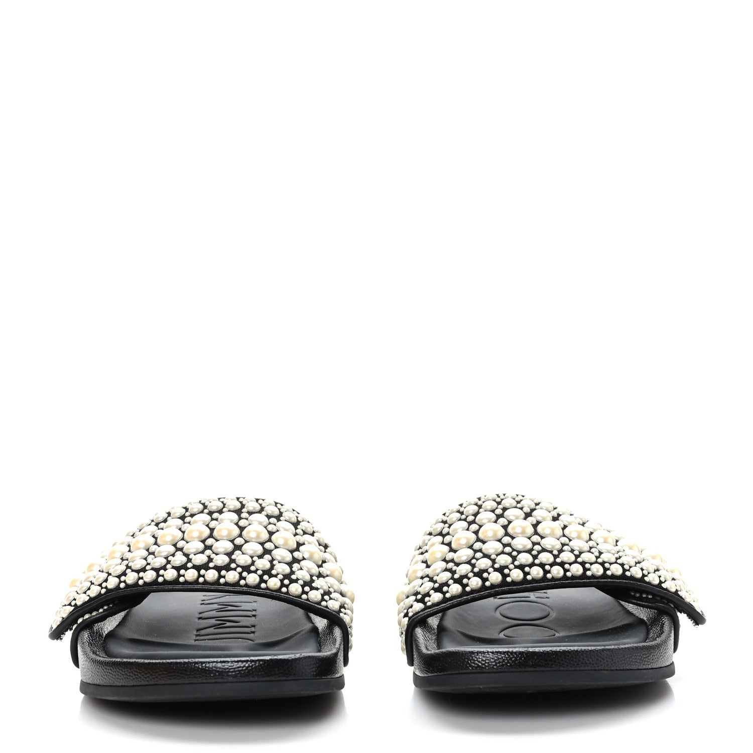 Jimmy Choo Canvas Pearl Embellished Fitz Slide Sandals 36 Black 2 of 8