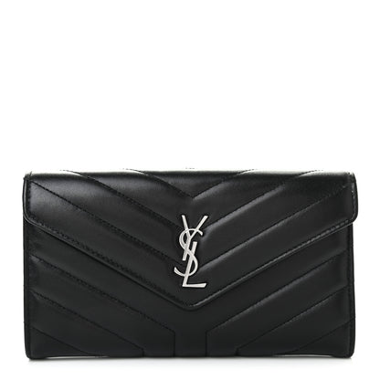 Saint Laurent Lambskin Y Quilted Monogram Large Loulou Flap Wallet Black 1 of 7