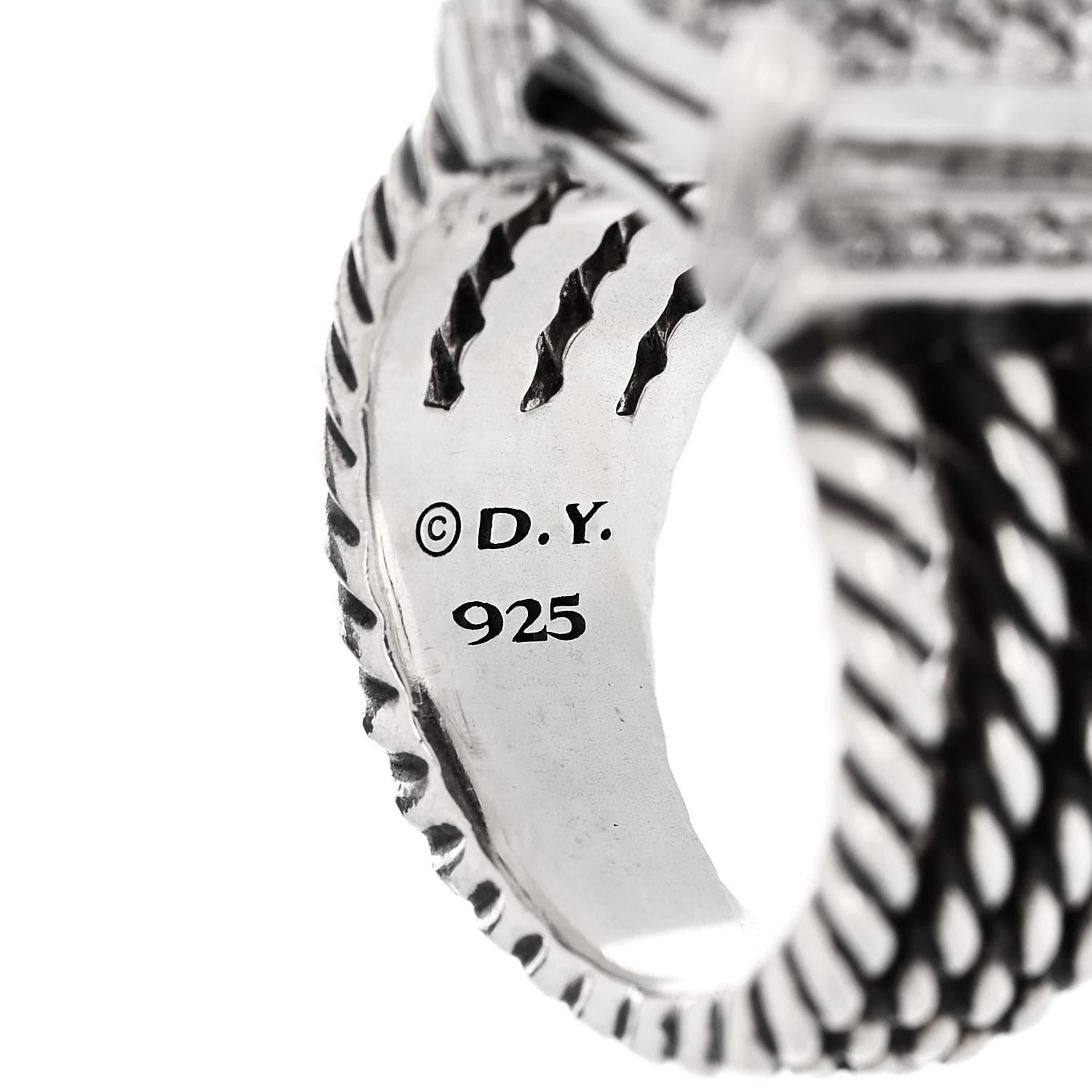 David Yurman Sterling Silver Diamond 16mm Wheaton Ring 52 6 5 of 5