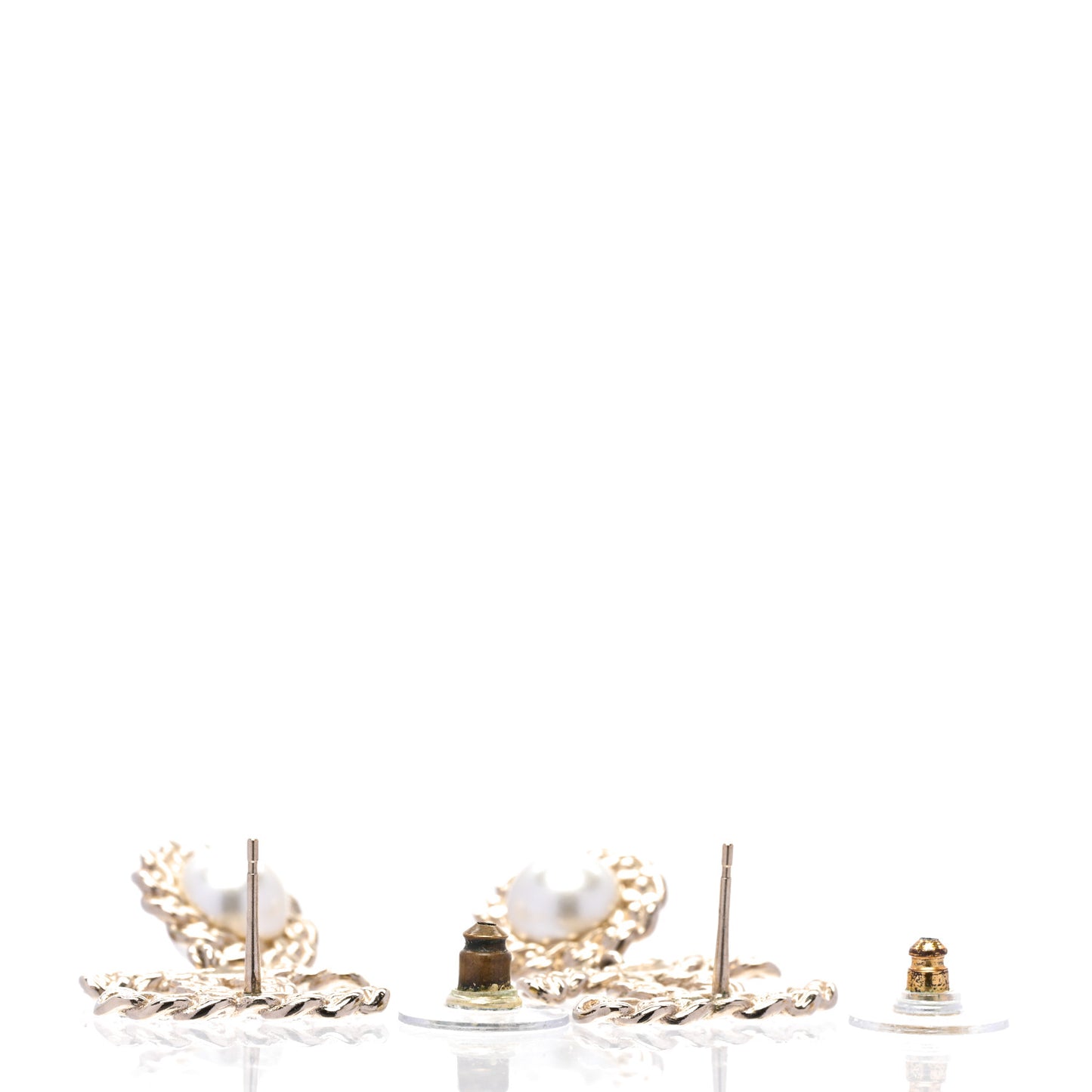 Crystal CC Pearl Drop Earrings Light Gold