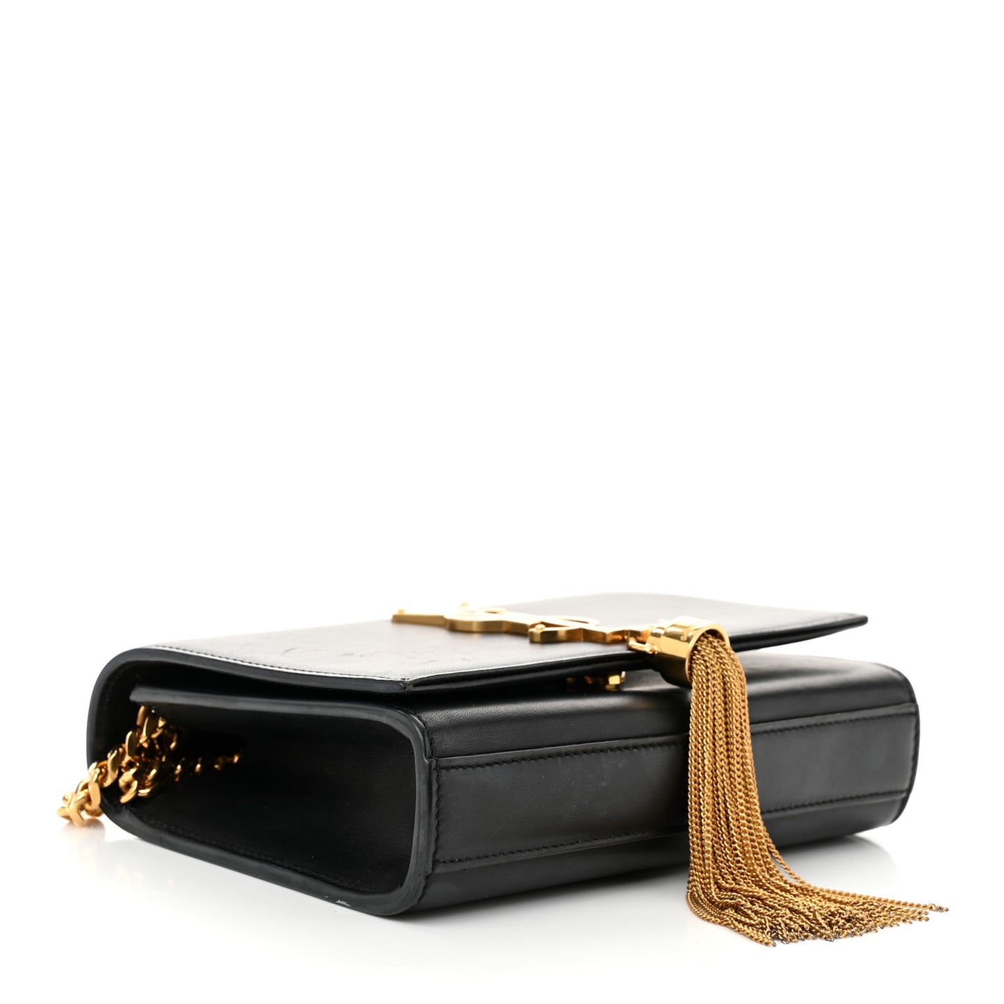 Smooth Calfskin Small Classic Monogram Kate Tassel Satchel Black