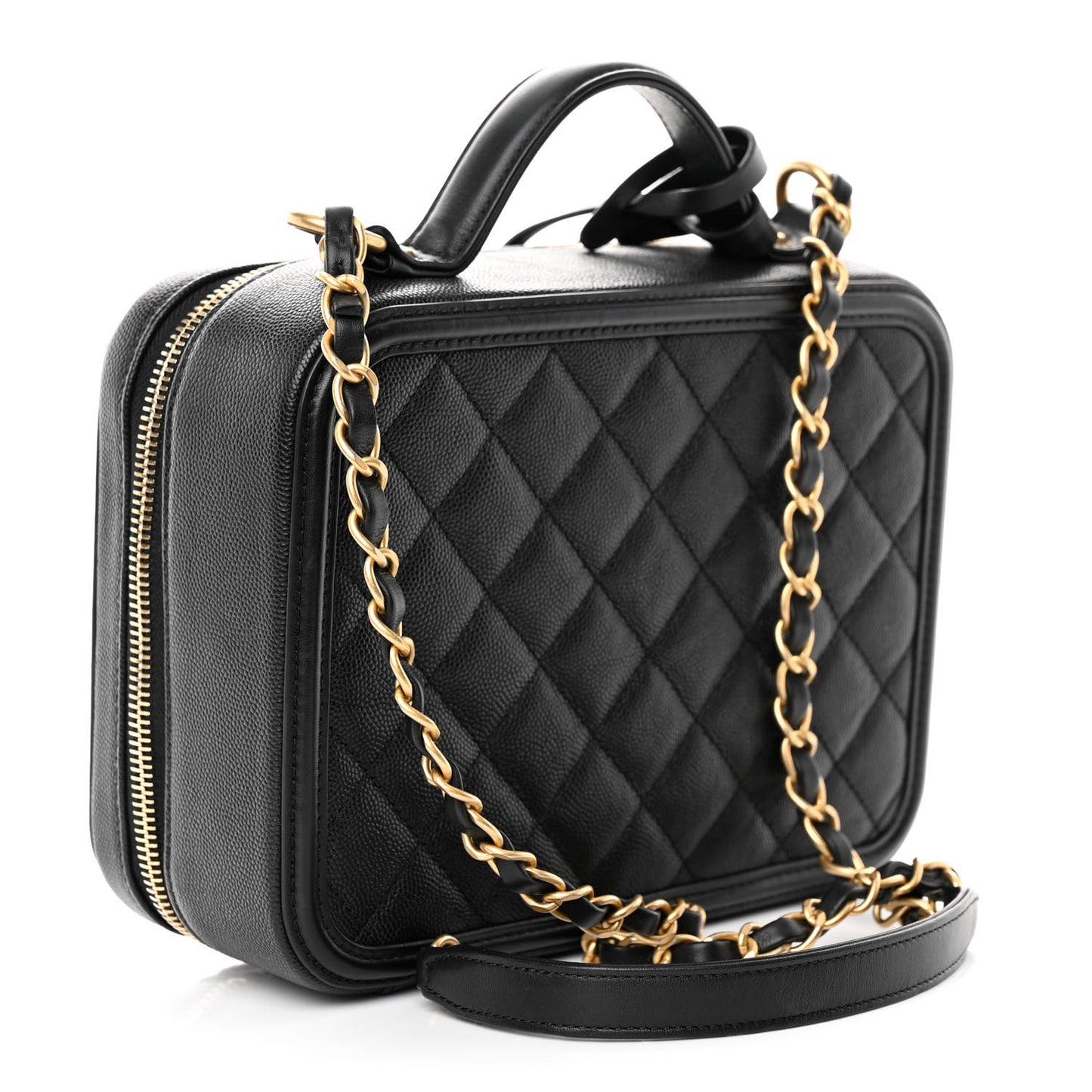 Caviar Quilted Medium CC Filigree Vanity Case Black