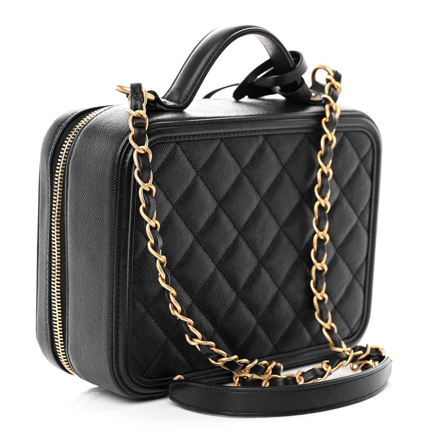Chanel Caviar Quilted Medium CC Filigree Vanity Case Black 3 of 10