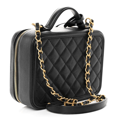 Chanel Caviar Quilted Medium CC Filigree Vanity Case Black 3 of 10