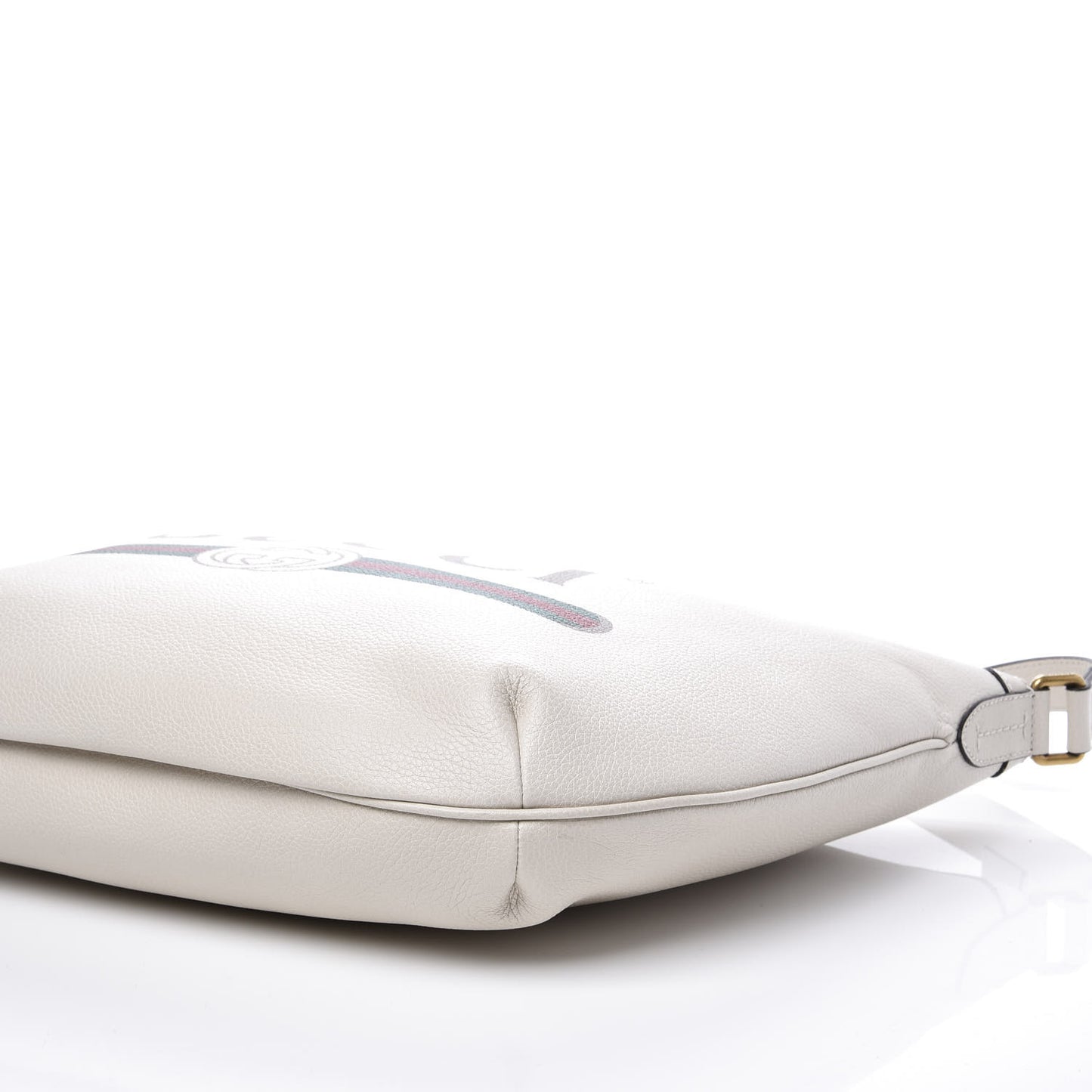 Grained Calfskin Logo Half Moon Hobo White