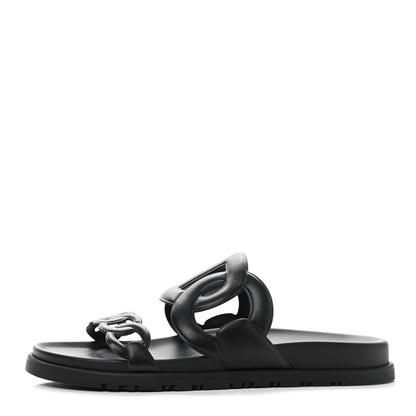 Hermes Nappa Extra Sandals 38 Black 1 of 10