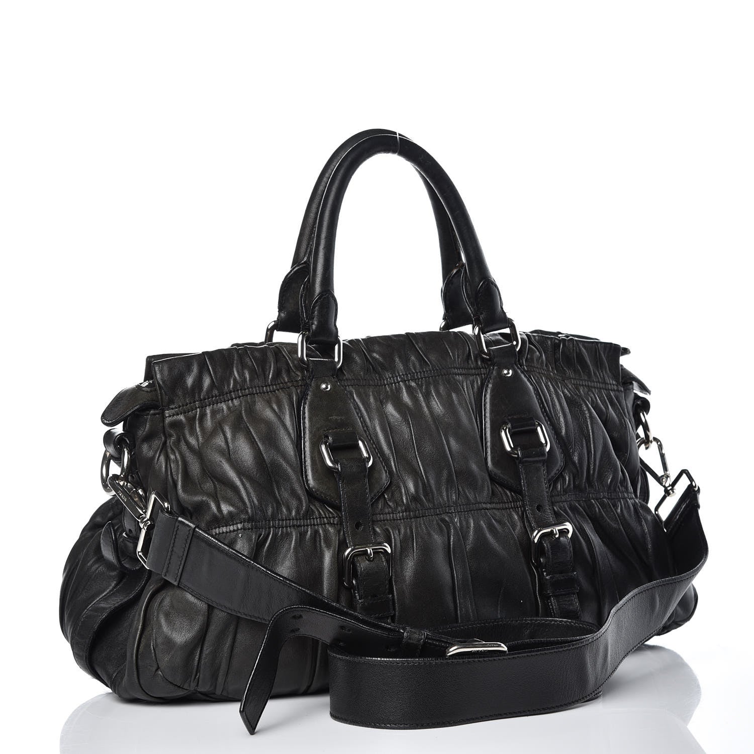 Prada Nappa Gaufre Shopping Satchel Black 7 of 39