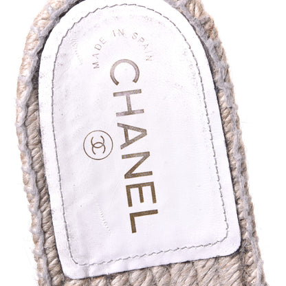 Chanel Lambskin Chain Espadrille Slip On Sandals 39 White 7 of 8