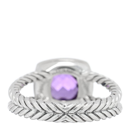 David Yurman Sterling Silver Diamond Amethyst 7mm Petite Albion Ring 53 6.5 3 of 4