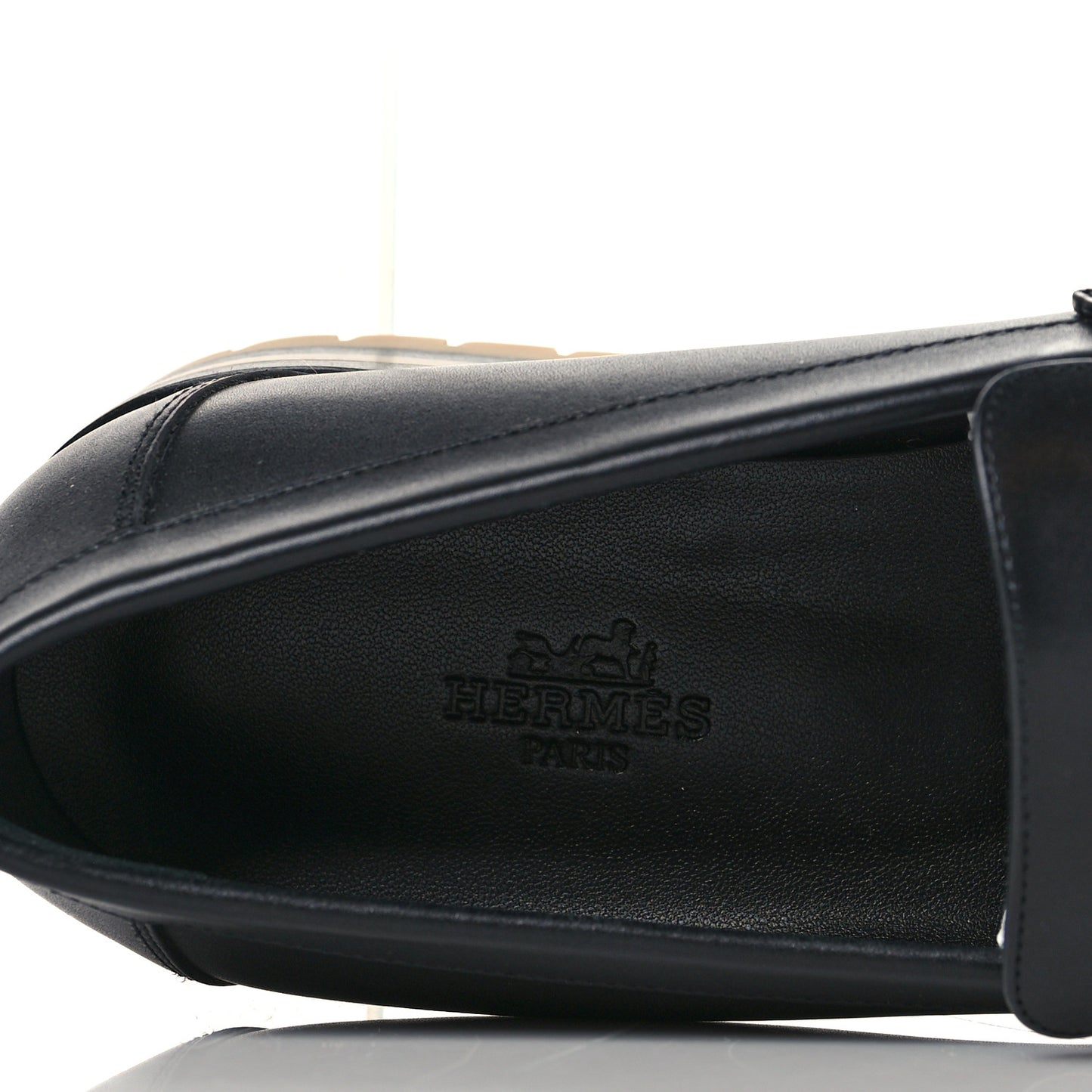 Calfskin Womens Faubourg Loafers 38.5 Black