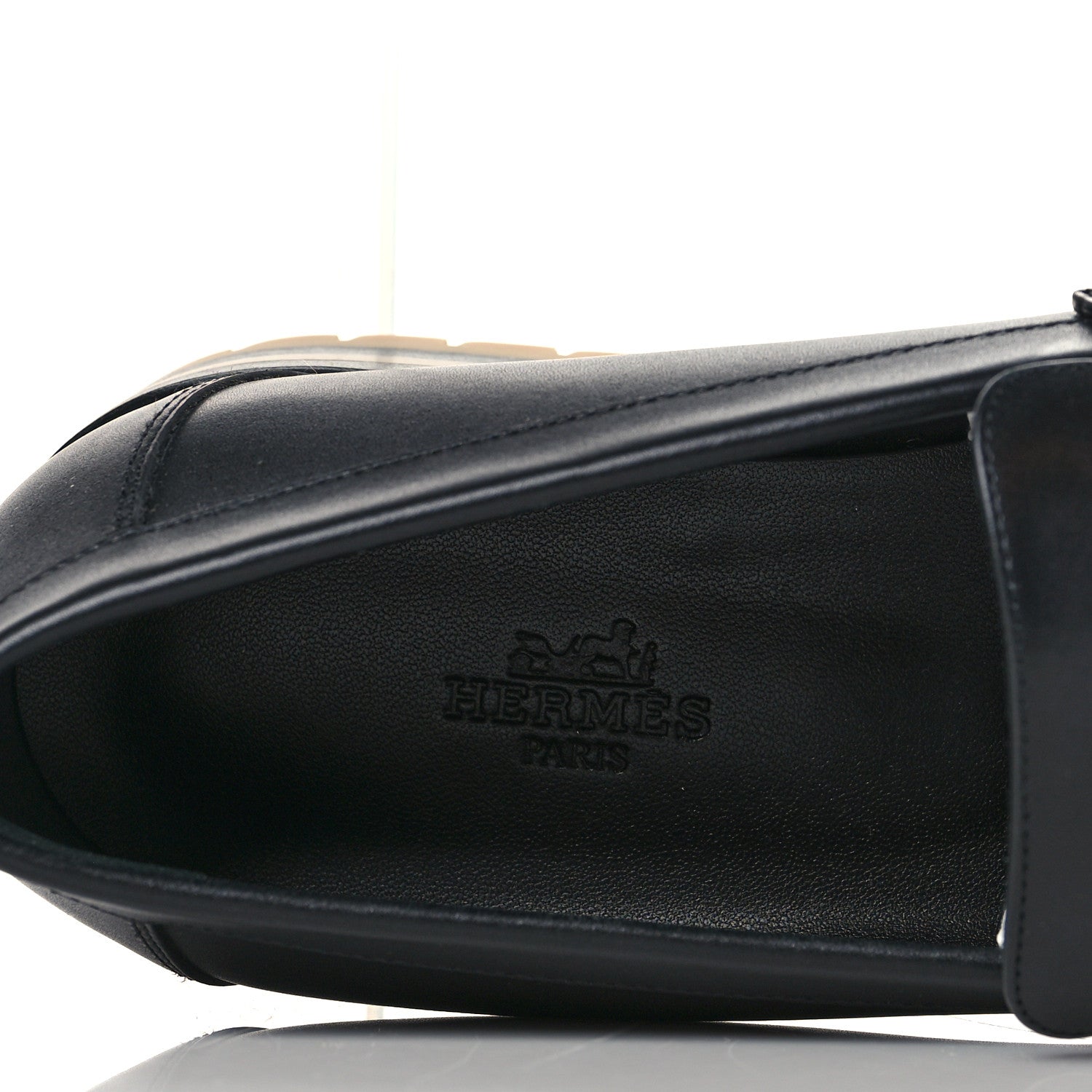 Hermes Calfskin Womens Faubourg Loafers 38.5 Black 7 of 9