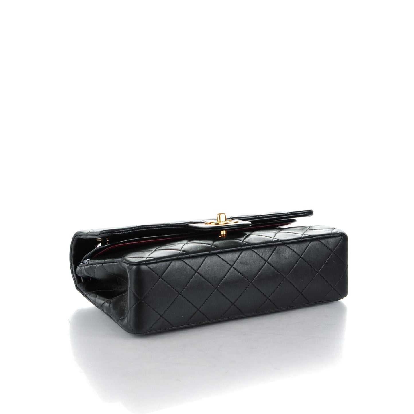 Lambskin Quilted Small Double Flap Black
