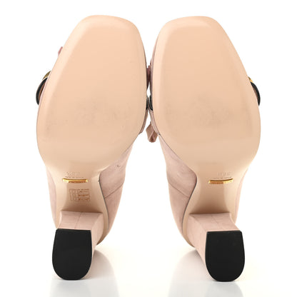 Gucci Kid Scamosciato GG Marmont Fringe 105mm Loafer Pumps 38.5 Crystal Pink 5 of 19