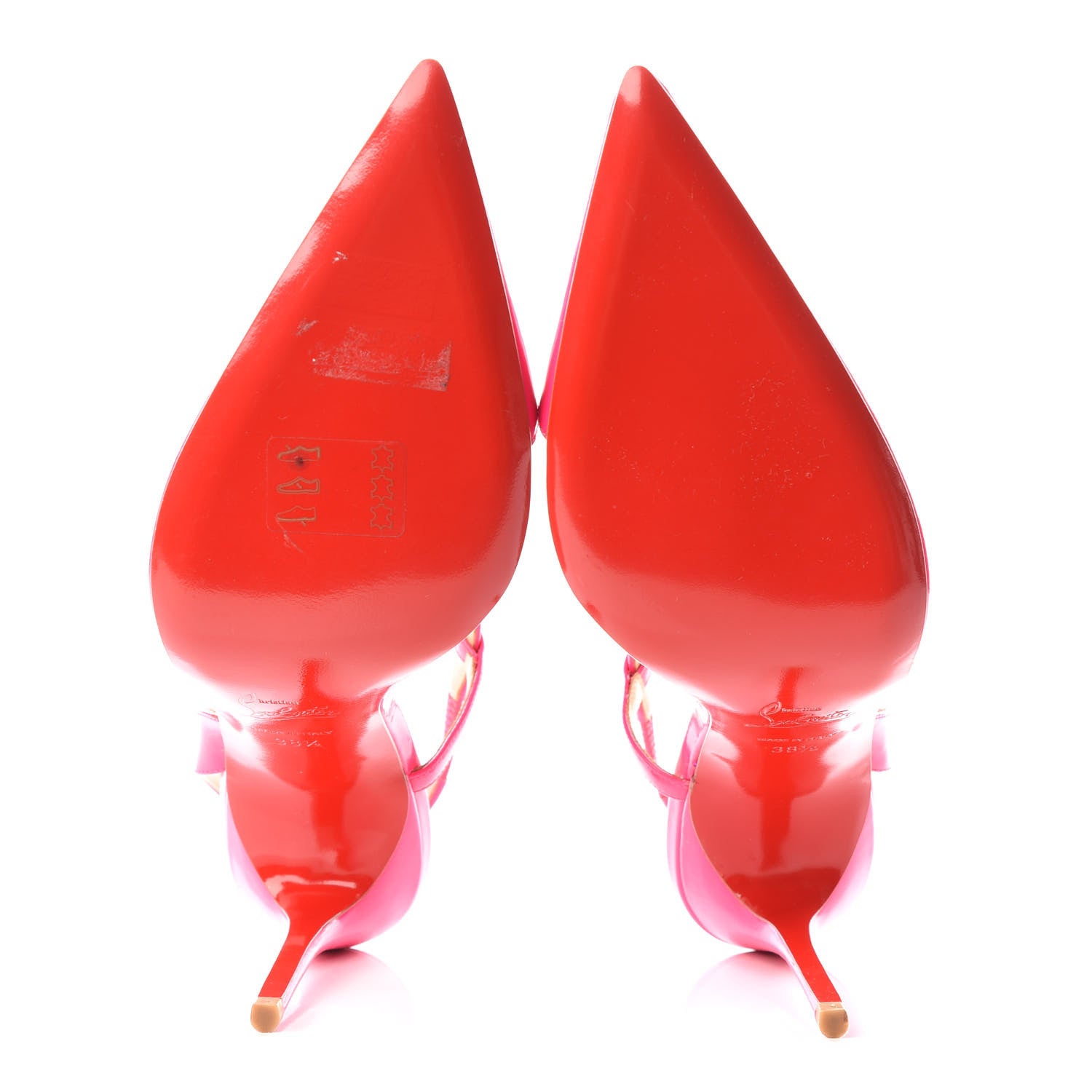 Christian Louboutin Patent Fluo June 100 Slingback Pumps 38.5 Rose Matador 5 of 8