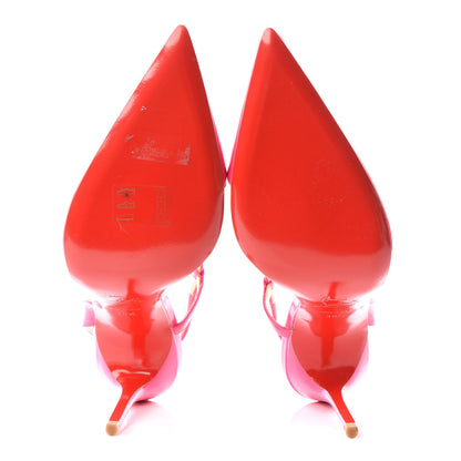 Christian Louboutin Patent Fluo June 100 Slingback Pumps 38.5 Rose Matador 5 of 8